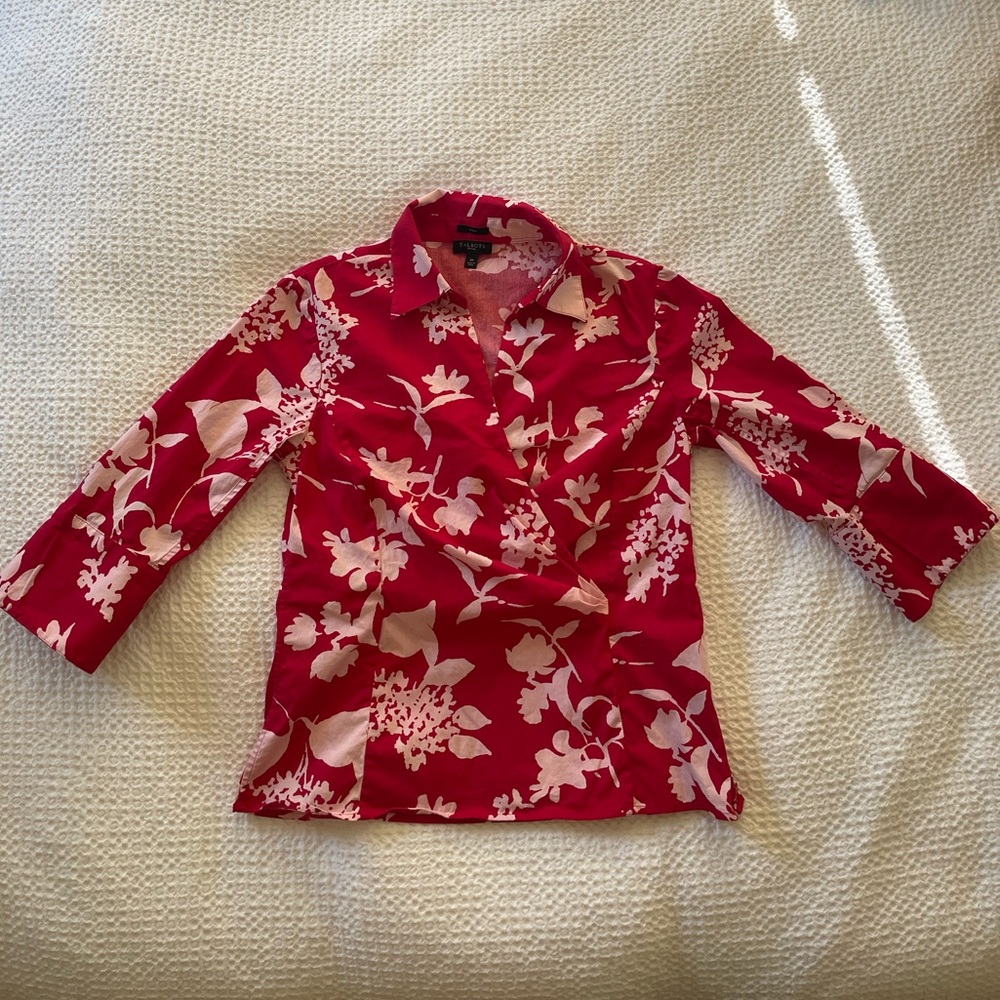 J. Crew Red Floral Blouse